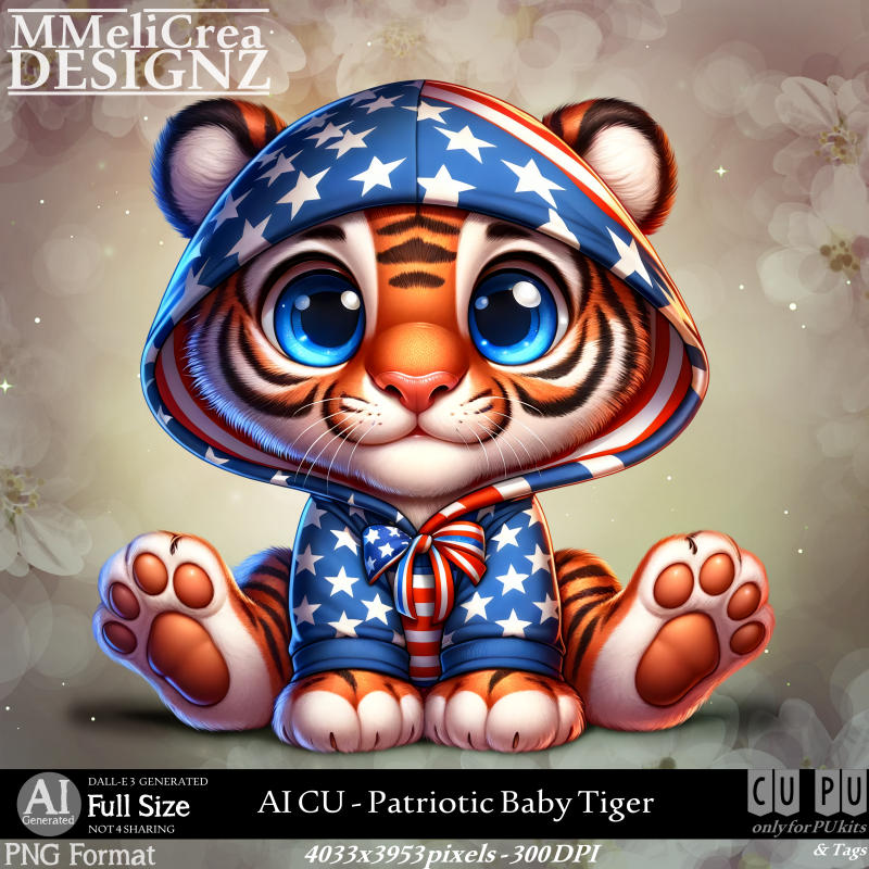 AI - CU Patriotic Baby Tiger (CU4PU/PNG)